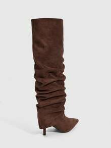 Daringsoles Autumn/Winter New Slim Leg Boots, Pointed Toe, Slim Heel, Mid-Calf Boots, Simple & Versatile Brown Style - Rust Brown - View 3