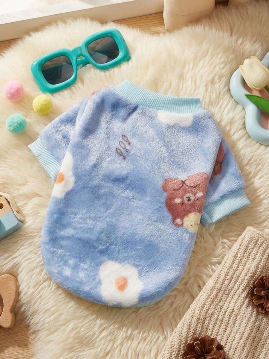 PETSIN 1 Pc Pet Bear Blue Flannel Warm Sweatshirt Without - Multicolor - View 1