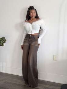 Tyla Gomez 秋冬露肩毛绒短款粉色夹克 - 白色 - 查看 5