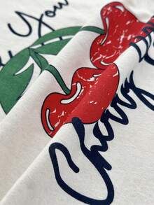 纯棉女士两件套可爱樱桃图案圆领短袖上衣和睡裤家居服舒适休闲睡衣套装，女士爱心印花睡衣柔软舒适，女士睡衣套装，可爱休闲睡衣 - 粉色 - 查看 5