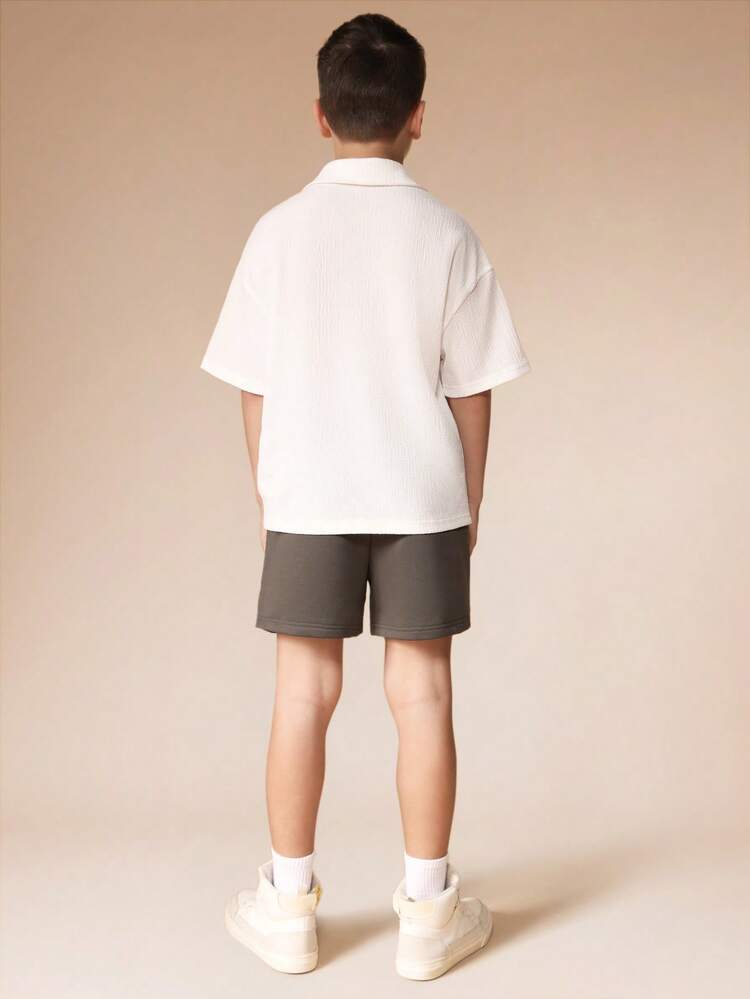 Collared Polo Shirt With Shorts Set