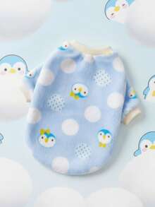 PETSIN 1 Pc Flannel Pet With Penguin Print, Light Blue - Multicolor - View 1