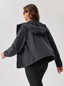 OutZeal Women's Outdoor Sports Hoodie, Black Waterproof Fitness Gym Jacket With Zipper Pockets - Black - View 8