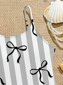 1件女童加大码蝴蝶印花连体泳衣 - 白色 - 查看 4