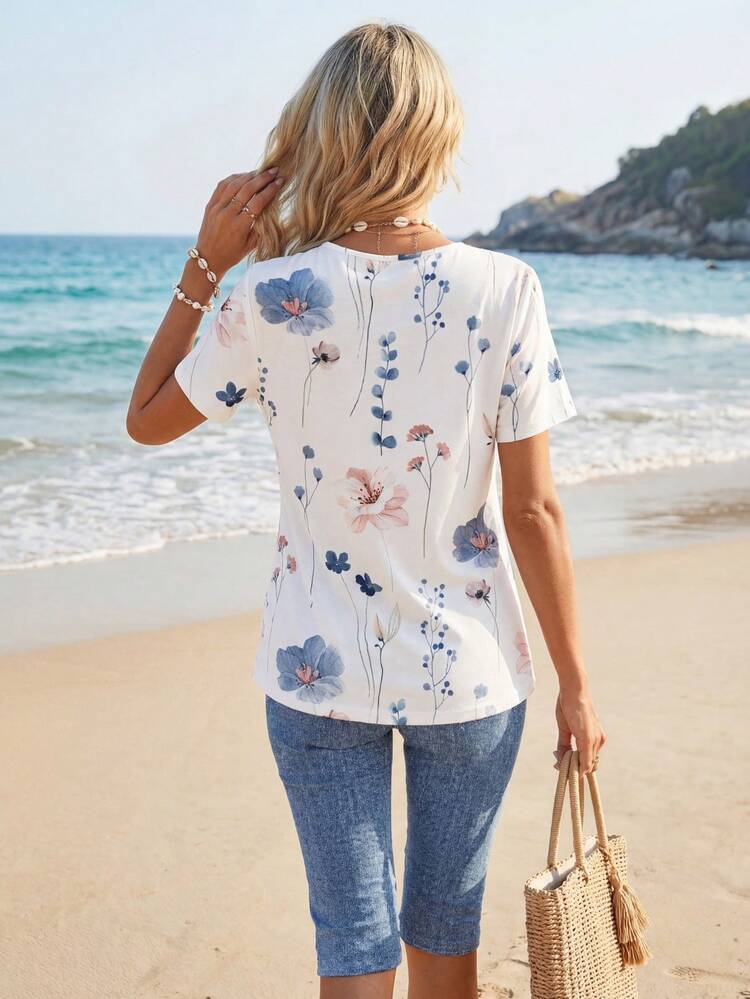2pcs Women Casual Simple Summer Set Suitable For Going Out,Vacation