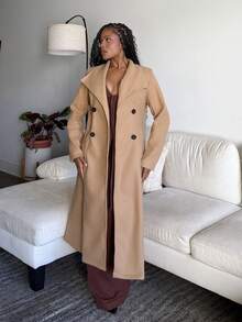 Tyla Gomez 大翻領雙排釦花呢外套 - 卡其色 - 查看 1