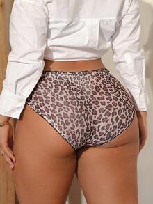 Bare Chapter 3pcs Plus Size Fashionable Leopard Print Low-Waist Underwear - Multicolor - View 2