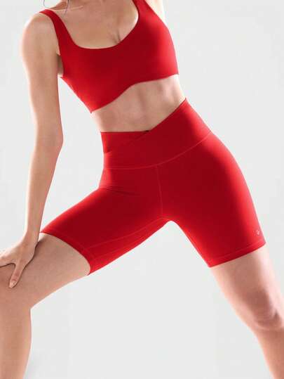 GLOWMODE 8" FeatherFit™ Crossover Biker Shorts Cycling Running Gym Workout