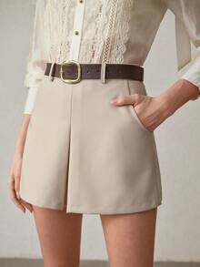 MOTF PREMIUM ELEGANT COMMUTER WAIST BELTED SHORTS, SPRING/SUMMER - Apricot - View 4