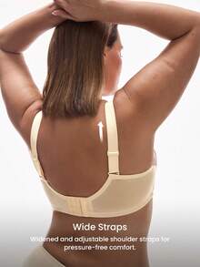 LUVLETTE Plus Full Coverage Underwire Lightly Lined Nude Mesh Side Support Sheer Minimizer  Invisible Lingerie Bra - Apricot - View 3