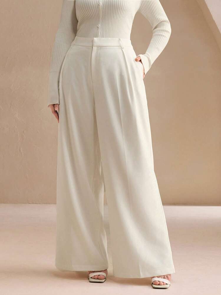 Plus Size Women Solid Color Casual/Office Elegant Fashion Suit Pants