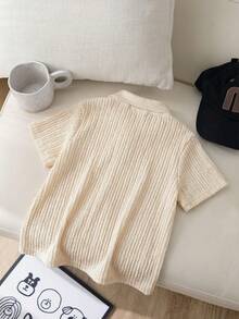 SHEIN 男童休闲Polo衫一件装，舒适时尚，百搭，面料柔软，适合春夏、返校、生日等场合穿着。 - 杏色 - 查看 2