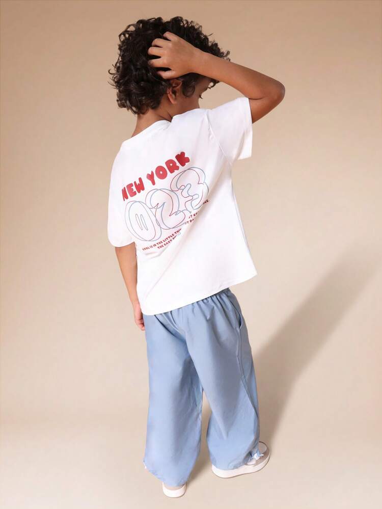 Graphic Tee And Wide Leg Pants Set