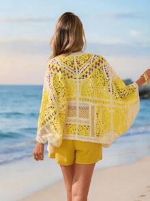 Sylviya Women's Casual Crochet Knit Cardigan Sweater,Vacation Summer Clothes Vacation Outfits Women Vacation Outfits Women Summer Tops Beach Vacation Outfits Woman Vacation Tops - Multicolor - View 2