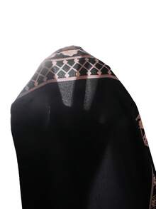 女童宽松圆领印花长裙，适合中东度假风、休闲穿搭，春夏秋季皆宜。 - 黑色 - 查看 5