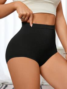 SHEIN 1pc Women's Seamless High Elasticity Tummy Control Lifting Pants - Black - View 3