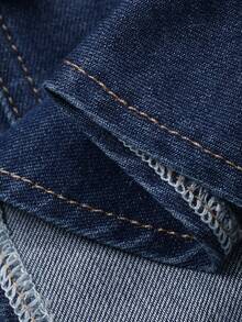 DAZY Women's Boat Neck Cinched Waist Waist Ruffle Hem Elegant Pullover Denim Top - Medium Wash - View 7