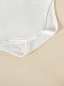 SHEIN Playful Pals Bộ 5 món áo liền quần cổ tròn màu trơn mềm mại và thoải mái cho bé gái, kiểu dáng thời trang thường ngày, dễ mặc vào/cởi ra, tay ngắn và quần short, thích hợp cho mùa xuân/hè. - trắng - Xem 5