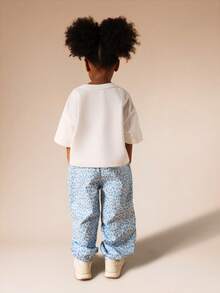 SUMWON Girls Oversized T-Shirt And Leopard Print Trousers Co-Ord Set With Short Sleeves Crew Neck Casual Summer Two Piece Outfit Vacation - Blue - View 2