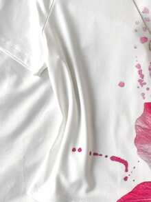 Teen Girls' Hawaiian Floral Print Short Sleeve Fitted T-Shirt,Cute White Summer Blouse,Tropical Vibe Breathable Round Neck Top For Holiday,Vacation - White - View 4
