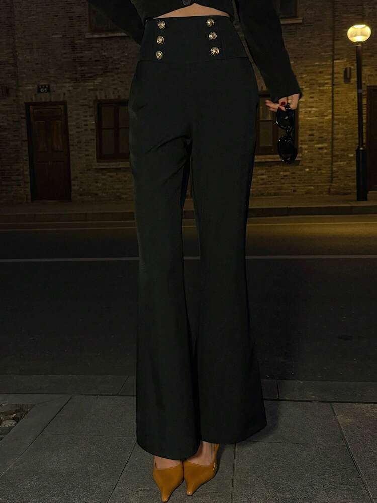 Women's Solid Color Slim Fit Flare Pants Y2k