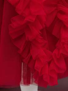 Baby Girls' Trailing Dress, Party Gown For 1st Birthday Celebration - Burgundy - View 5