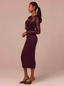 COSMINA Elegant Women's Set, Lace Blouse And Strapless Dress Set, Valentine's Day Dress, Date, Gathering, Party, Banquet, Cocktail Dress, Wedding Season Dress, Wedding Guest Dress, Fashionable Women's Set - Brown - View 5
