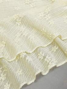 Sweetra Romantic Knitted Lace Twist Tie Layered Ruffle Hem Cropped Dress For Women, Sweet Style, Spring/Summer - Yellow - View 6