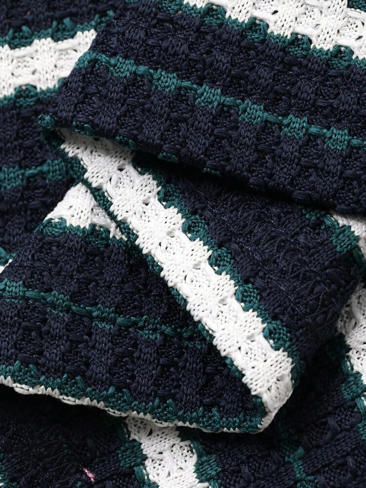 Women's Collared Textured Fabric Striped Casual Mini Dress Sundress