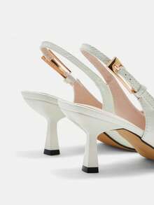 CUCCOO CURVES Women's Fashionable Elegant Pointed Toe Wide Fit High Heels For Christmas - Patent leather white - View 3