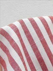 Elenzga Women's Cotton Striped Buttoned Pleated Elastic Camisole, Bohemian Style For Spring/Summer Vacation - Red - View 7