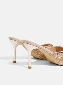 CUCCOO TILAWA 女士时尚华丽水钻尖头细高跟凉鞋 - 金色 - 查看 4