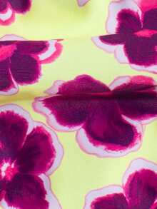 Swim Mod Women's Pink Floral Print Bikini Two Pieces Swimwear, Beach Vacation - Multicolor - View 6