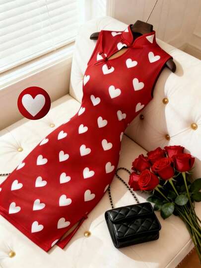 Rafferiza Elegant And Stylish Short Dress With A Full-Print Heart Design, Perfect For Summer Valentine's Day Dates. Suitable For Spring Dates, Girls' Gatherings, Autumn And Winter Wear, Versatile, And Appropriate For Christmas, Valentine's Day, New Year's Day, And Other Holidays. Fashionable And Versatile, Also Suitable For Casual Everyday Wear. Women's Short Red Dress, Elegant And Slim-Fitting Red Banquet Dress, Women's Elegant Dress, Women's Elegant Formal Dress, Women's Wedding Guest Dress, Wedding Party Dress, Red Dress, Women's Elegant Party Birthday Dress, Valentine's Day Dress, Spring Dress, Women's Dress Outfits, Women's Summer Dress, Summer Holiday Outfits, Summer Clothing, Women's Summer Outfits, Valentine's Day Clothing, Dress, Carnival Outfits, Carnival Costumes, Carnival Women's Clothing.Graduation Season Attire, Fashionable Casual Commuter Wear, Business Office Wear, Versatile And Stylish Everyday Casual Wear, Urban Teacher's Professional Attire