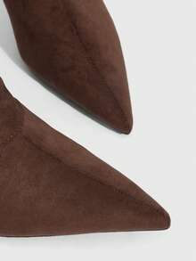 Daringsoles Autumn/Winter New Slim Leg Boots, Pointed Toe, Slim Heel, Mid-Calf Boots, Simple & Versatile Brown Style - Rust Brown - View 5