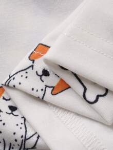 DAZY Happy Dog Allover Print Collar Top & Plaid Pajama Pants Women Sleepwear Set - White - View 9