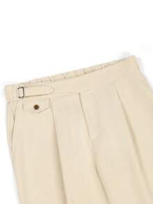 Manfinity Mode Men's Solid Color Pocket Straight Leg Casual Suit Pants - Beige - View 7