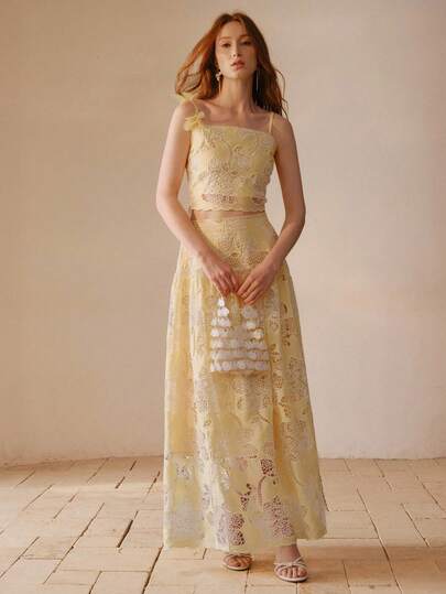 MOTF PREMIUM 2PCS/SET WOMEN EMBROIDERED CAMI TOP AND SKIRT