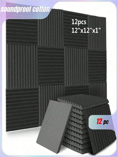 SHEIN 12pcs 12*12*1 Inch Resilient Soundproofing Foam Panels For Children's Room, Music Room Wall Decoration And Sound Absorption, Renovation Stickers Peel Wall Panels, Wall Paper, Wallpapers, Spring Decoration Items Refresh Your Home, Festival Decoration Stickers Gifts Birthday Graduation