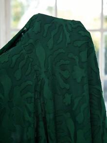 Reflora 大码褶皱圆领宽松优雅夏季连衣裙 - 綠色 - 查看 9