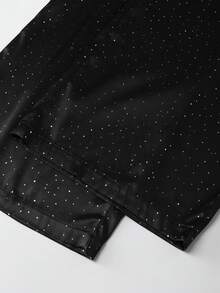 GlowEve Women's Polka Dot Print Drawstring Waist Casual Pants - Black - View 5