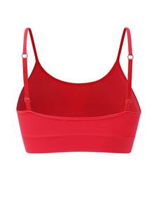 Eraneu 1pc Women's Seamless Comfortable Wireless Soft Camisole Bra - Red - View 7