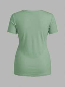 Modmama Maternity Casual Solid Color Short Sleeve Fitted T-Shirt, Summer - Multicolor - View 4