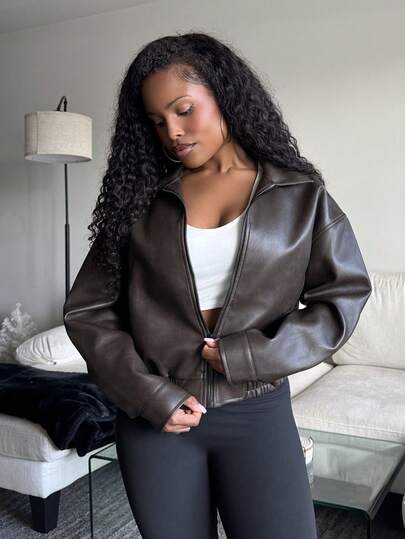 Tyla Gomez Spring New Vintage Leather Jacket, Short Style, Regular Fit, Women's Jacket For Valentine's Day Fall,Winter