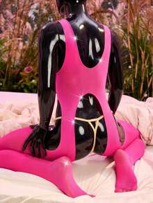 WENEZON Men's Sexy Hollow-Out Design Jumpsuit In Magenta Valentine's Day Gifts - Hot Pink - View 2