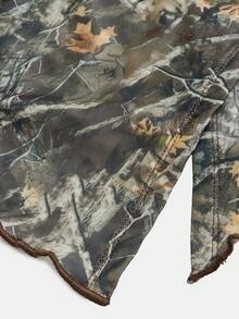 SHEIN Girlism 少女碎花针织网纱下摆开衩褶皱吊带背心 - 彩色 - 查看 4