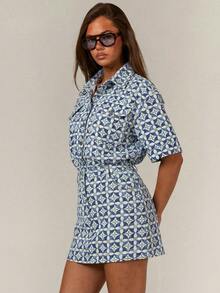 Athîral Women's Casual Button Front Cinched Waist Denim Midi Dress, Summer - Multicolor - View 5