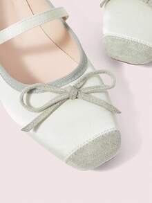 CUCCOO DOLLMOD Ljusgröna platta Mary Jane-skor i sammet med fluga för kvinnor, mångsidiga, bekväma och söta, collegestil - Ljusgrön - Visa 5