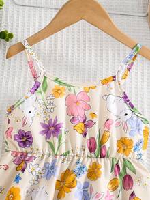 Sparklyn Young Girl' Floral Print Sleeveless Dress - White - View 4