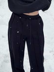 Abrilcols 女士抽繩腰運動褲 - 黑色 - 查看 4